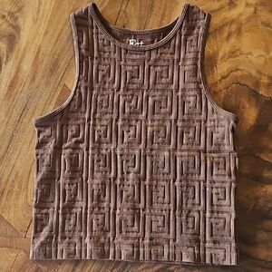 Brown Textured Sleeveless Top